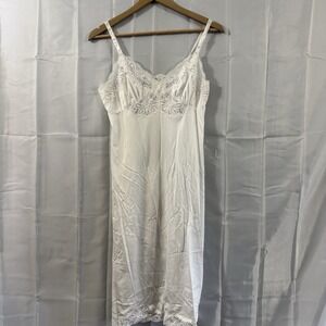 Vintage Shadowline Womens Nightgown Dress Sz 34 Tall White Sexy Lingerie‎ Lace